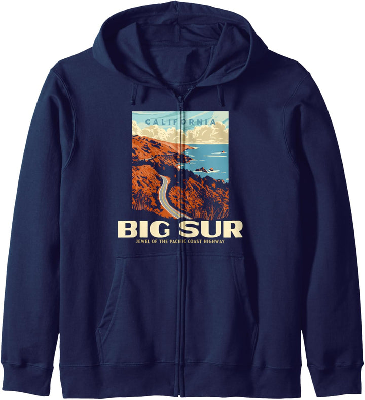 Retro Big Sur California Coast WPA Style Vintage Graphic Kapuzenjacke