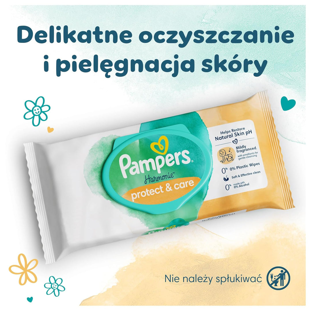 Pampers Harmonie Protect & Care Feuchttücher 18 Packungen mit jeweils 44 Feuchttüchern = 792 Feuchtt