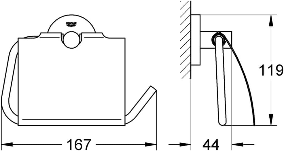 GROHE Essentials - WC-Papierhalter (mit Deckel, geeignet zum Bohren oder Kleben, langlebige Oberfläc