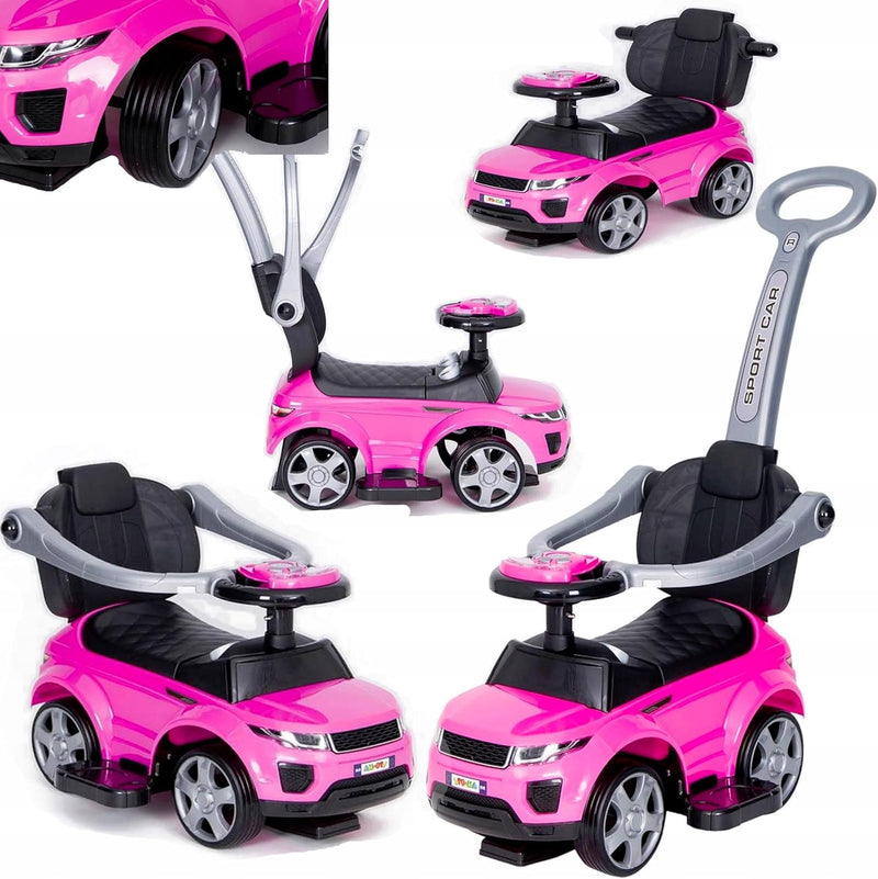 COIL Rutschauto mit der Schiebestange 614W Rutscher Babyrutscher Rutschfahrzeug Rosa/Schwarz, Rosa/S