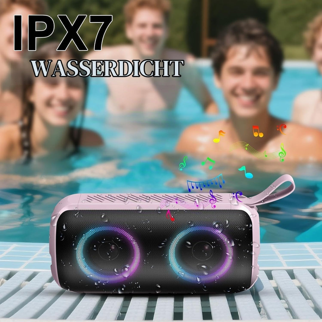 Hupoaf Bluetooth Lautsprecher mit Licht, Neues Musikbox Tragbarer Bluetooth Box mit 52mm Durchmesser