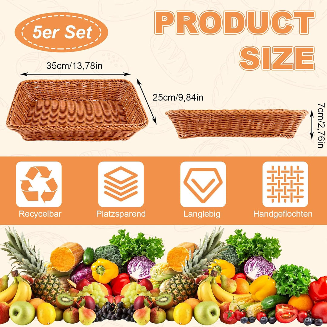 5er Set Brötchenkorb Geflochten Brotkorb Stapelbarer Brotkörbchen Modern Brotkörbe Hochwertiger Obst