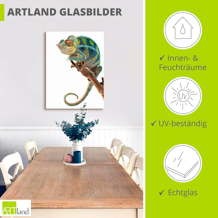 ARTland Glasbilder Wandbild Glas Bild einteilig 45x60 cm Hochformat Natur Afrika Tiere Reptilien Mad