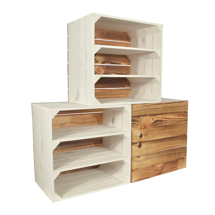 3 Set Weinregal Wino aus Holz - Greta Weiss 2X Weiss Holzkiste 3 2x Weiss Regal, 3 2x Weiss Regal