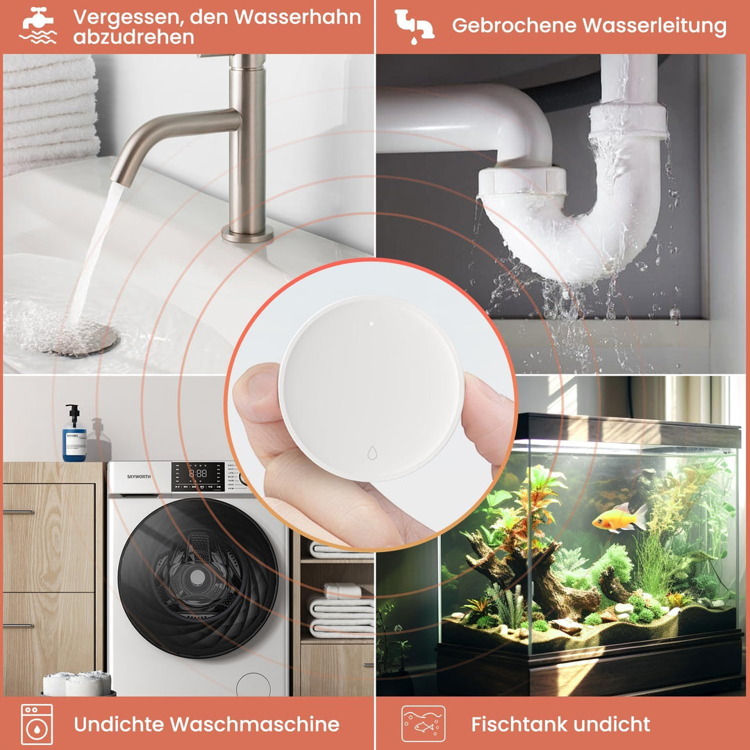MIUCDA Smart Wassermelder Erfordert Zigbee Hub, Wassersensor Drahtloser Flutdetektor für Alarmanlage