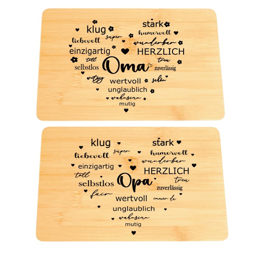 Personalisiertes Frühstücksset, 2er Set Schneidebrett mit Gravur, Geschenke für Oma und Opa, Brettch
