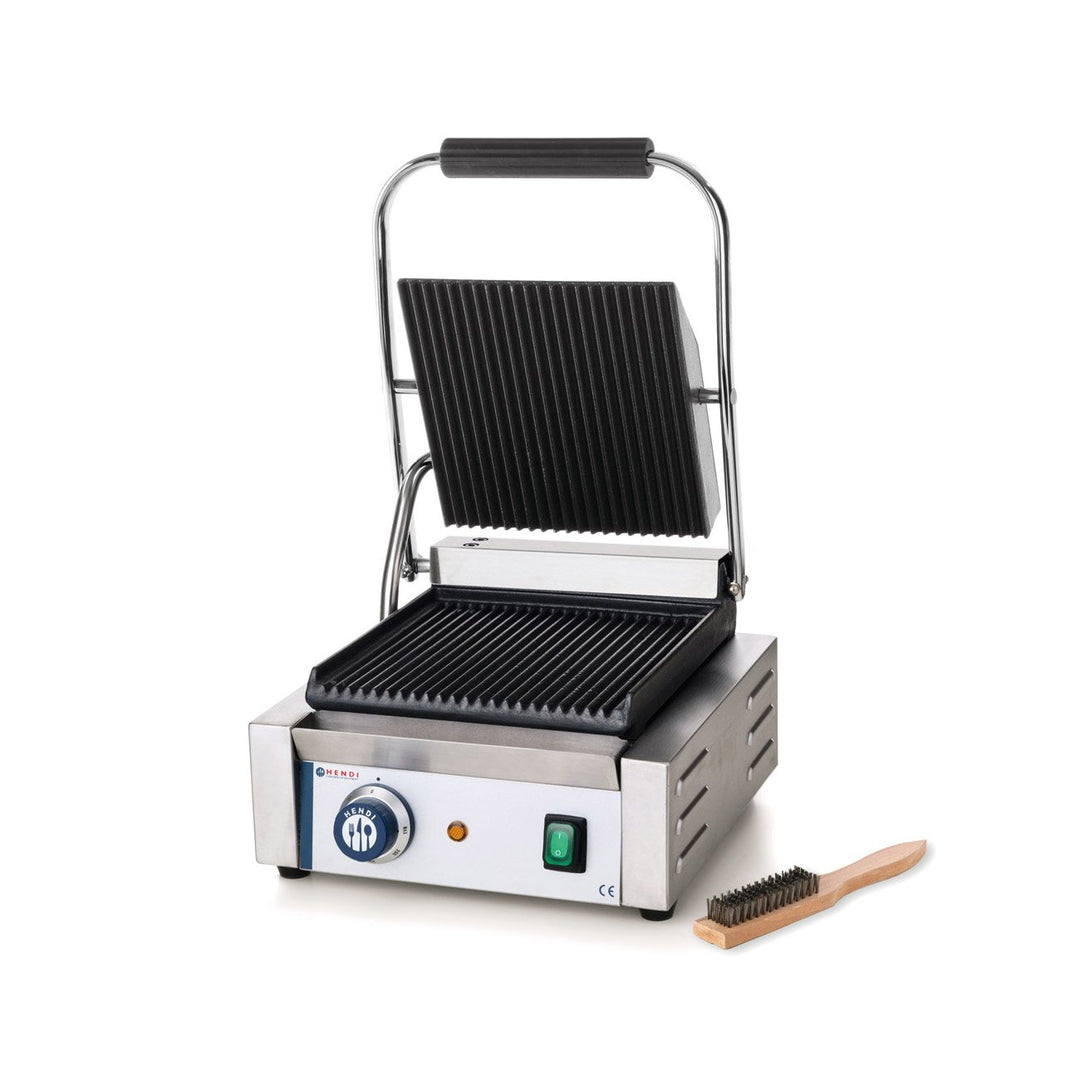 HENDI Kontaktgrill, Einzelversion, Elektrogrill, Tischgrill, Sandwichtoaster, Regelbar bis max. 300°