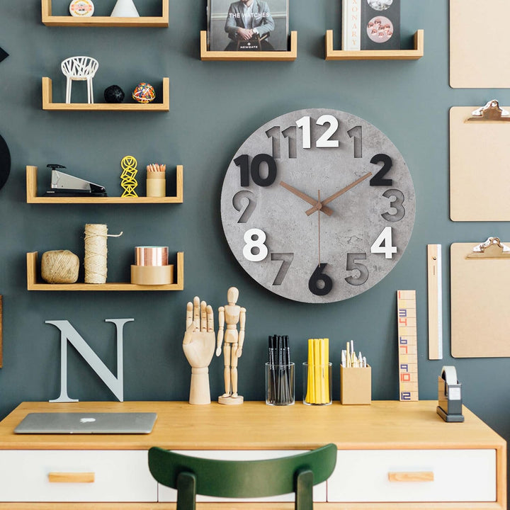 Stellarize Wanduhr Gross Ohne Tickgeräusche Modern Holz 3D Küchenuhr für Wohnzimmer Kinderzimmer Bür