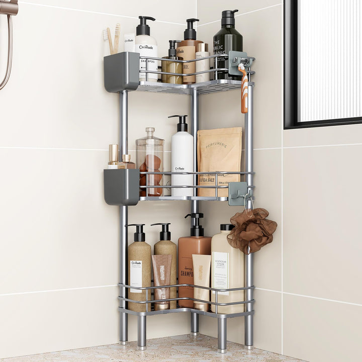 Orimade 3 Stück Duschregal Stehend,Ecke Duschablage Freistehende, Duschablage ohne Bohren für Badezi