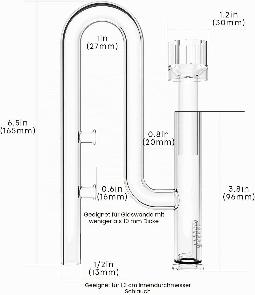 FZONE 13mm Aquarium Glass Mini Skimmer Lily Inflow and Drain Kits for Mini Nano Tanks Filter Tubes f