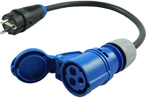 NWP Adapter SET 2-teilig 3-Pol CEE Stecker Kupplung auf Schuko Stecker Kupplung 230V 16A - 3x2,5mm²