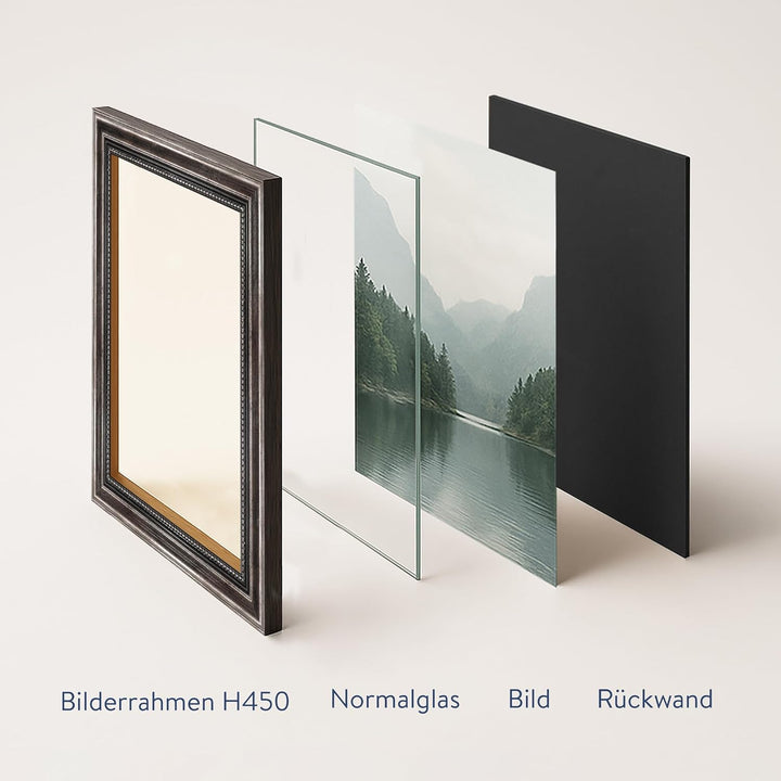 WANDStyle Bilderrahmen Antik 30x42cm DIN A3 I Farbe: Metall I Holzbilderrahmen I Fotorahmen I Barock