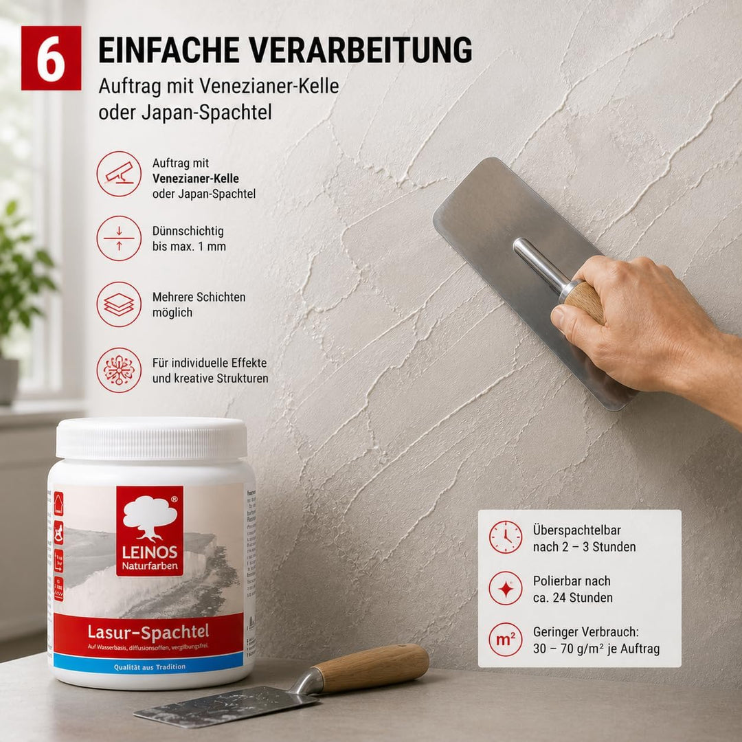 LEINOS Lasur-Spachtel 2,5 L – transparente Spachtelmasse Spachtel 2.5 l (1er Pack), Spachtel 2.5 l (