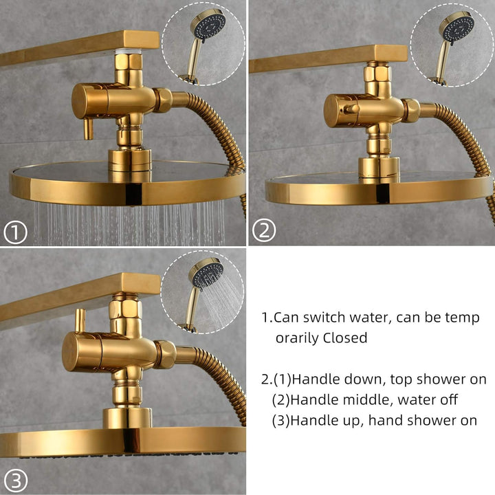 Tecmolog Umstellventil Dusche 3 Wege 1/2" Messing Absperrventil Dusche T Adapter für Handbrause Tita
