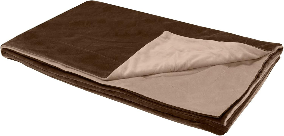 Furhaven XL Waterproof Two-Tone Luxe Velvet Dog Blanket, Washable - Brownstone, Extra Large Brownsto