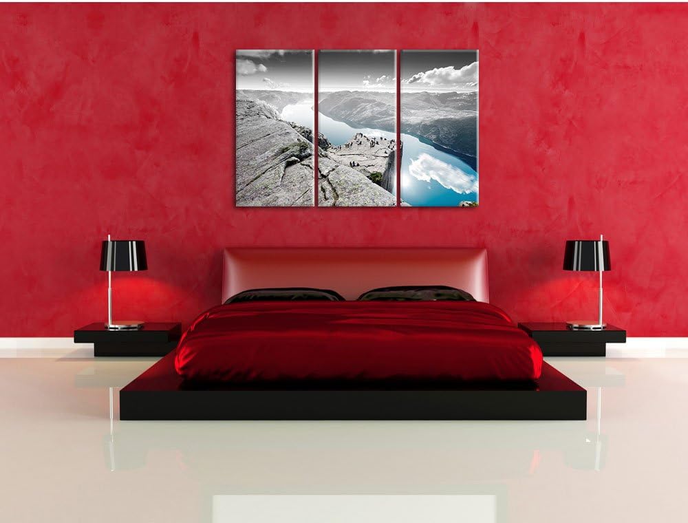 Pixxprint Küste in Norwegen als Leinwandbild/Grösse: 3 Teilig (120x80 cm) cm/Wandbild/Kunstdruck/fer