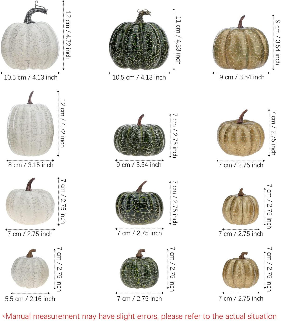 Funzhan 12 Stück Verschiedene Grösse Künstliche Kürbisse Erntedank Schaum Kürbisse Herbst ernte Deko