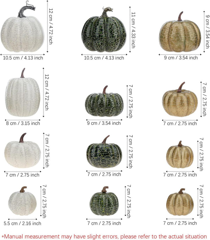 Funzhan 12 Stück Verschiedene Grösse Künstliche Kürbisse Erntedank Schaum Kürbisse Herbst ernte Deko