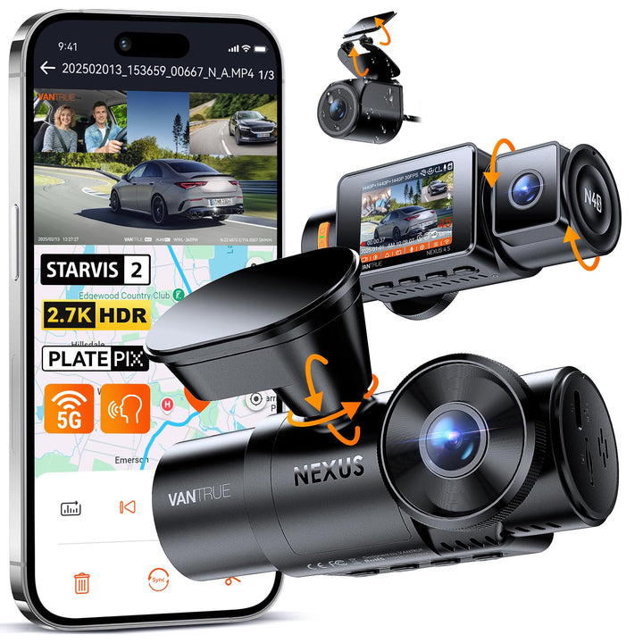 VANTRUE N4S 3 Lens STARVIS 2 Dashcam Auto, 5GHz WiF GPS 1944P+ 1440P+ 2.5K Dash Cam, 3 Channel HDR N
