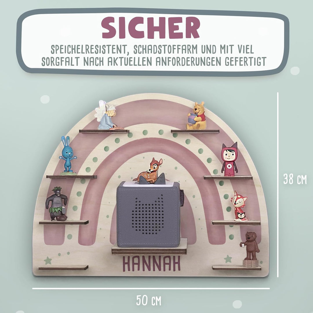 hellomini Personalisiertes Tonie Regal Mädchen - Toniebox 1 & Toniebox 2 Regal mit Wunschnamen fürs