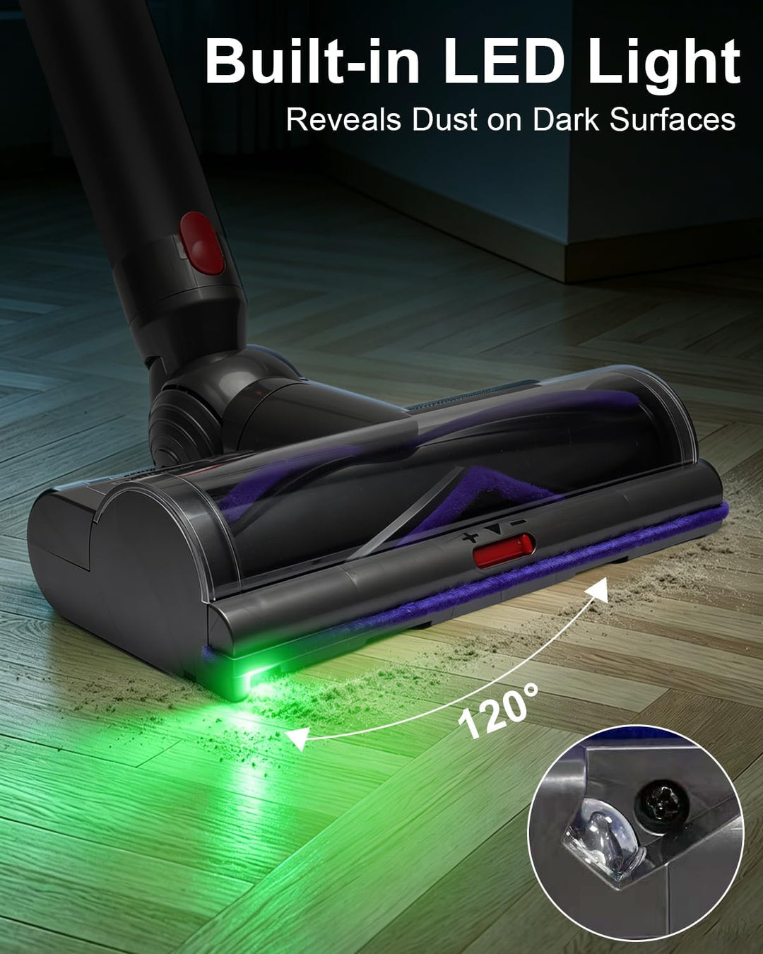 Waitley Bürste kompatibel mit Dyson V7 V8 V10 V11 V15 Staubsauger, Elektrische Bürste mit LED-Leucht