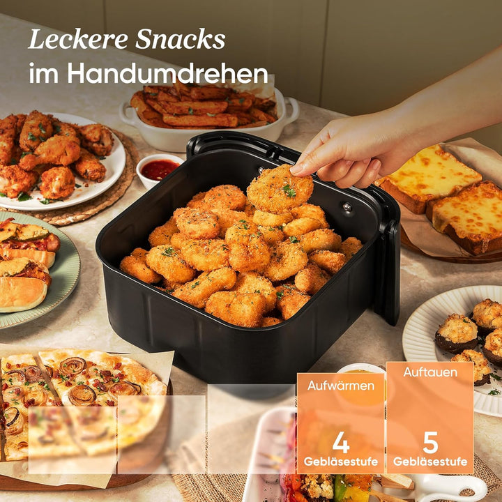 Cosori Turboblaze Heissluftfritteuse Airfryer, 9-in-1 Air Fryer XXL 6L, leiser DC Motor mit 5 Geschw
