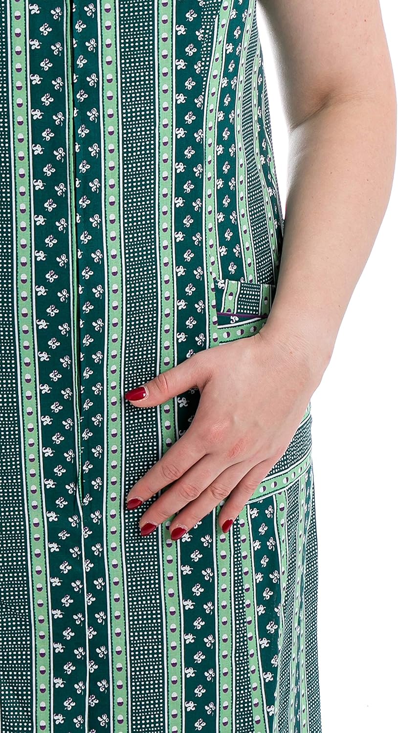 Tobeni Damen Kittelschürze lang Reissverschluss Baumwolle 38 Design 38, 38 Design 38