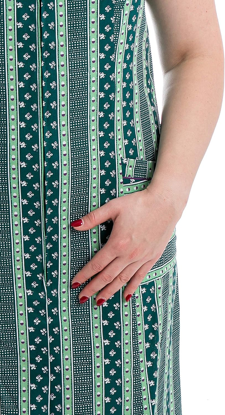 Tobeni Damen Kittelschürze lang Reissverschluss Baumwolle 38 Design 38, 38 Design 38