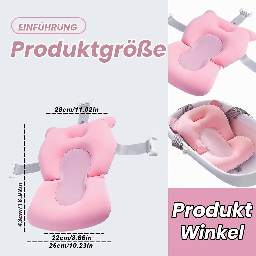 Babywannenmatte: Badewannensitz für Baby und Kleinkind Mit Sicherheitsgurt - Baby-Badekissen für Neu