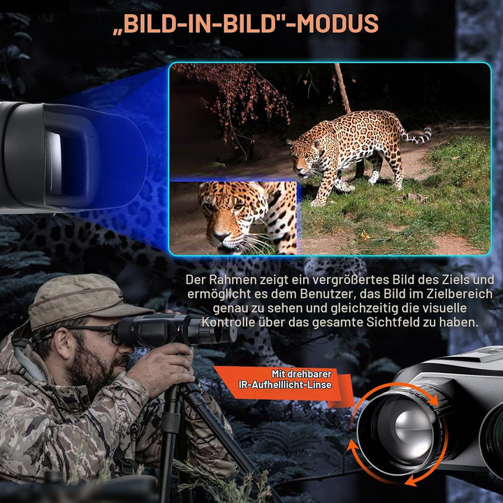 4K Nachtsichtgerät Jagd mit 7000mAh Akku – Digitales Infrarot Fernglas mit 3" LCD, 800m Reichweite,