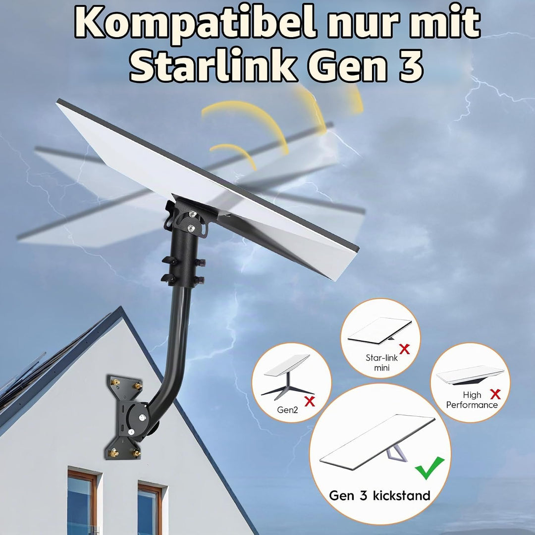 Starlink Gen 3 Rohradapter Verstellbar 90°-180°, Starlink Gen 3 Halterung, Starlink V3 Montageplatte