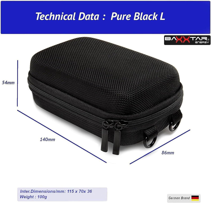 Baxxtar Pure Black L Kameratasche Hardcase für Kompaktkameras schwarz (Gurt- und Gürtelschlaufe) für