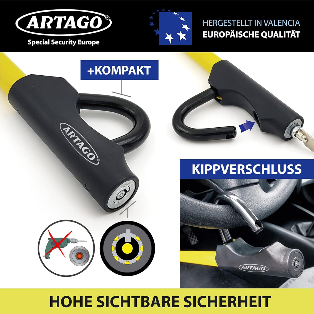 ARTAGO 871A/B Lenkradschloss EASY HOOK anpassungsfähig, Lenkradkralle, Diebstahlsicherung Lenkrad Pe