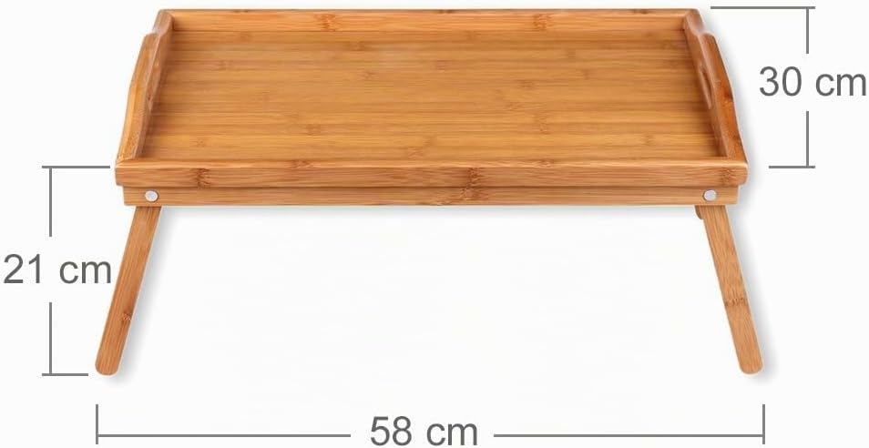 Rocco Schramm e.K. 2 Stück Frühstückstablett Bambus Tablett Bambustablett klappbar Serviertablett fü