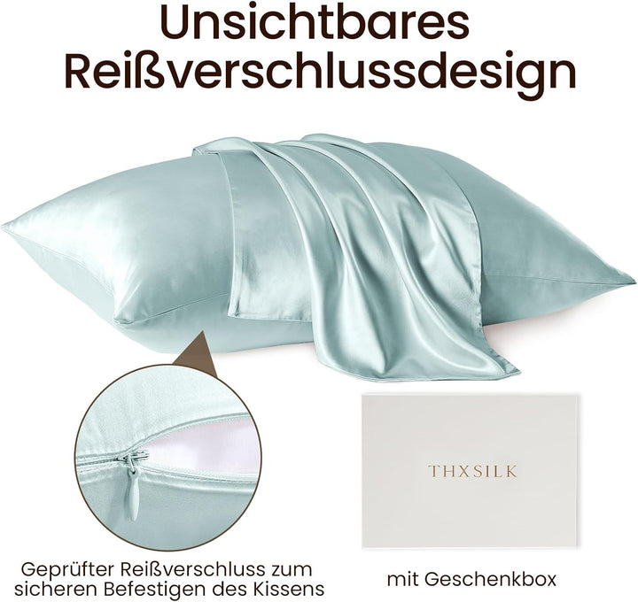 THXSILK 25 Momme Seide Kissenbezug für Haar und Haut - Maulbeerseide Kissenbezug - Hypoallergen mit