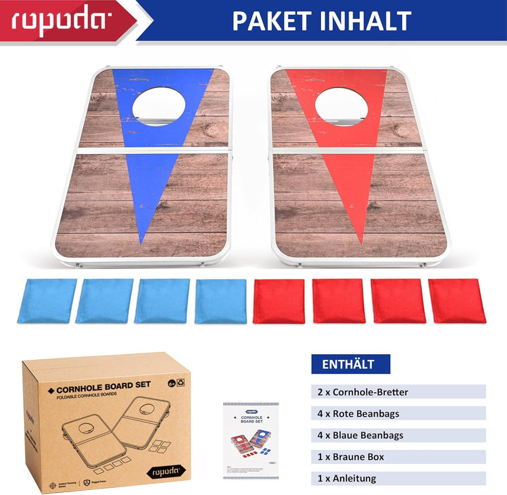 ROPODA Cornhole Set, Tragbares Wurfspiel Game Set mit 8 Sitzsäcken, Leichtes Beanbag-Brett mit Kante