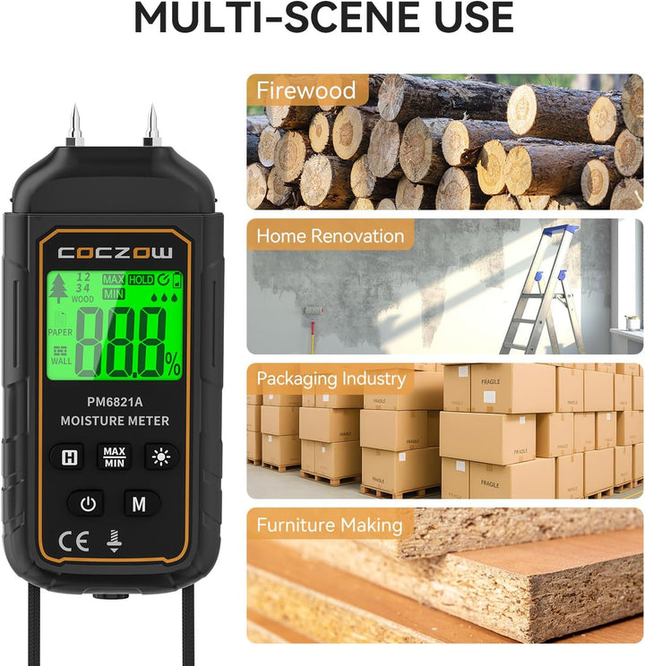 Feuchtigkeitsmessgerät, Feuchtigkeitsmesser Mit Batterie und LCD-Display, geeignet für die schnelle