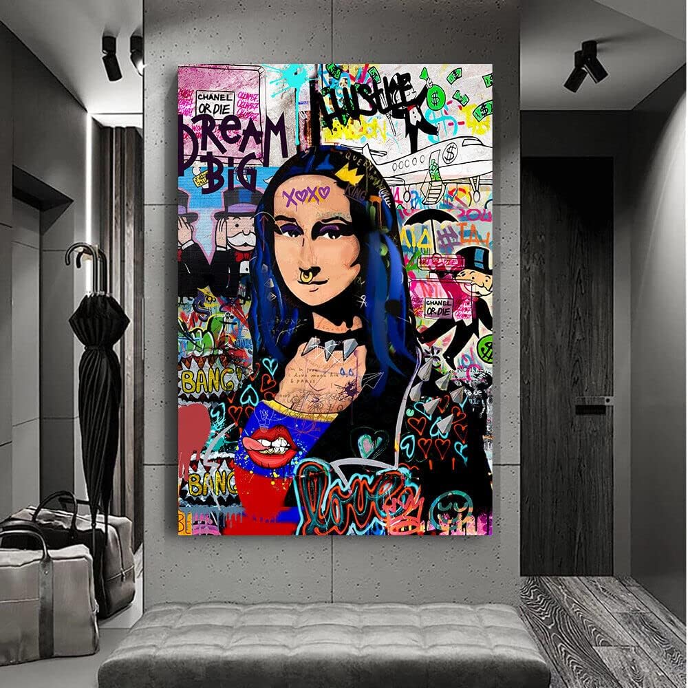 Magic Canvas Art Mona Lisa Graffiti Pop Art Leinwandbild 1- teilig Hochwertiger Kunstdruck Wandbilde