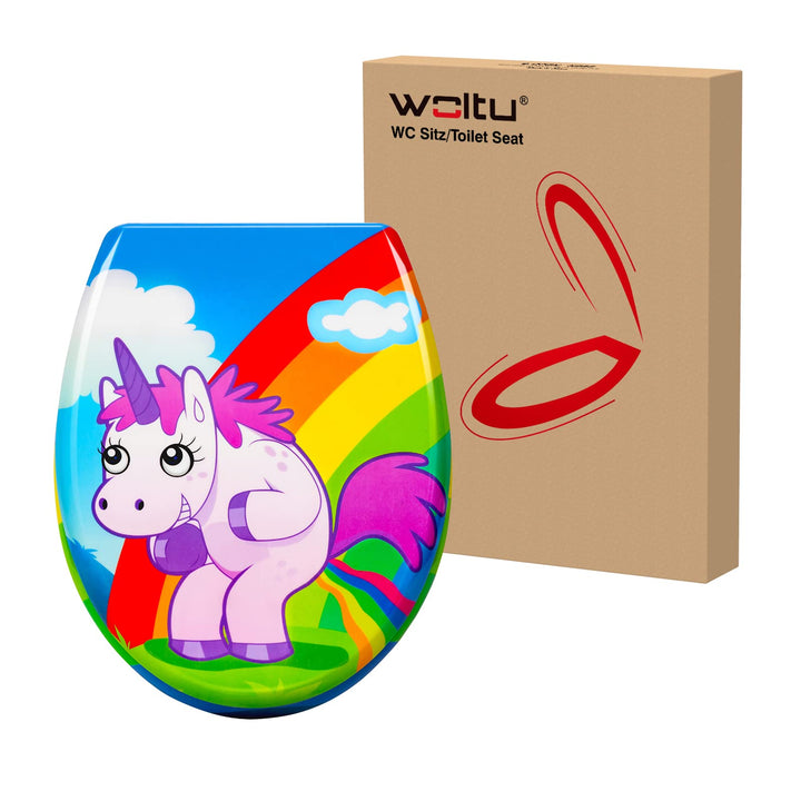 WOLTU WC Sitz mit Absenkautomatik,Toilettensitz Motiv, Toilettendeckel aus Duroplast, Stable Klodeck