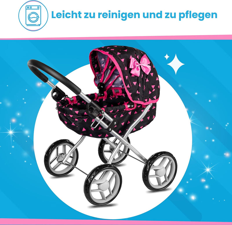 Kinderplay Puppenwagen ab 1 2 3 Jahre, Kinderwagen Spielzeug - Puppenwagen Kombi, Leichte und Stabil