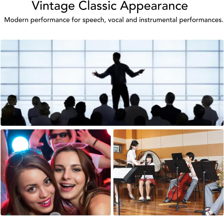 SENECESLI Vintage Mikrofon, Dynamisches Retro Gesangsmikrofon mit Selbstspannendem Rotierendem Geste