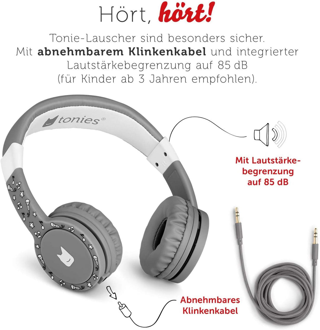 tonies-Lauscher – verstellbare Kinder Kopfhörer mit Lautstärkebegrenzung, Over Ear Kopfhörer mit Kab