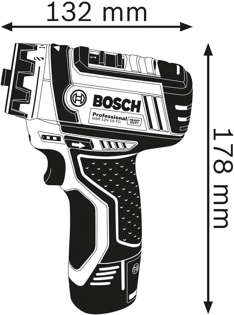 Bosch Professional 12V System Akku-Bohrschrauber GSR 12V-15 FC (inkl. 2x2.0 Ah Akku, Ladegerät GAL 1