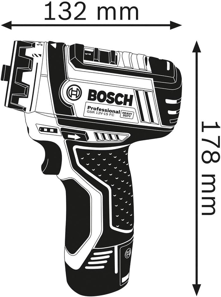 Bosch Professional 12V System Akku-Bohrschrauber GSR 12V-15 FC (inkl. 2x2.0 Ah Akku, Ladegerät GAL 1