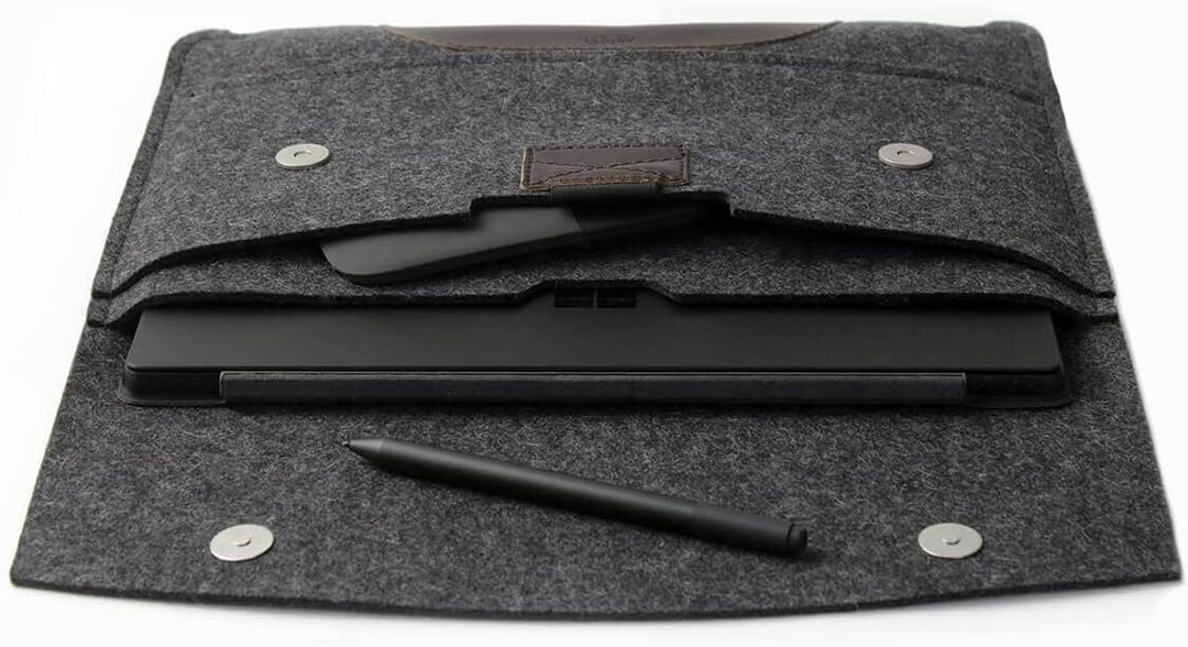 Pack & Smooch Für Surface Pro 9/8 / 7 Hülle 100% Wollfilz Und Pflanzlich Gegerbtes Leder Handmade in