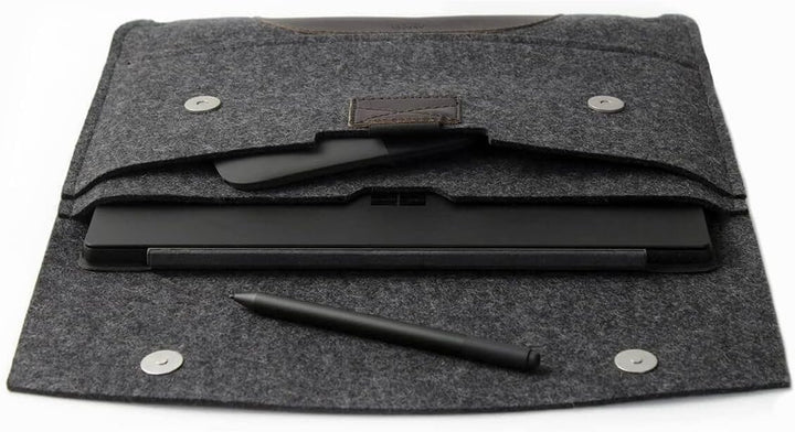 Pack & Smooch Für Surface Pro 9/8 / 7 Hülle 100% Wollfilz Und Pflanzlich Gegerbtes Leder Handmade in