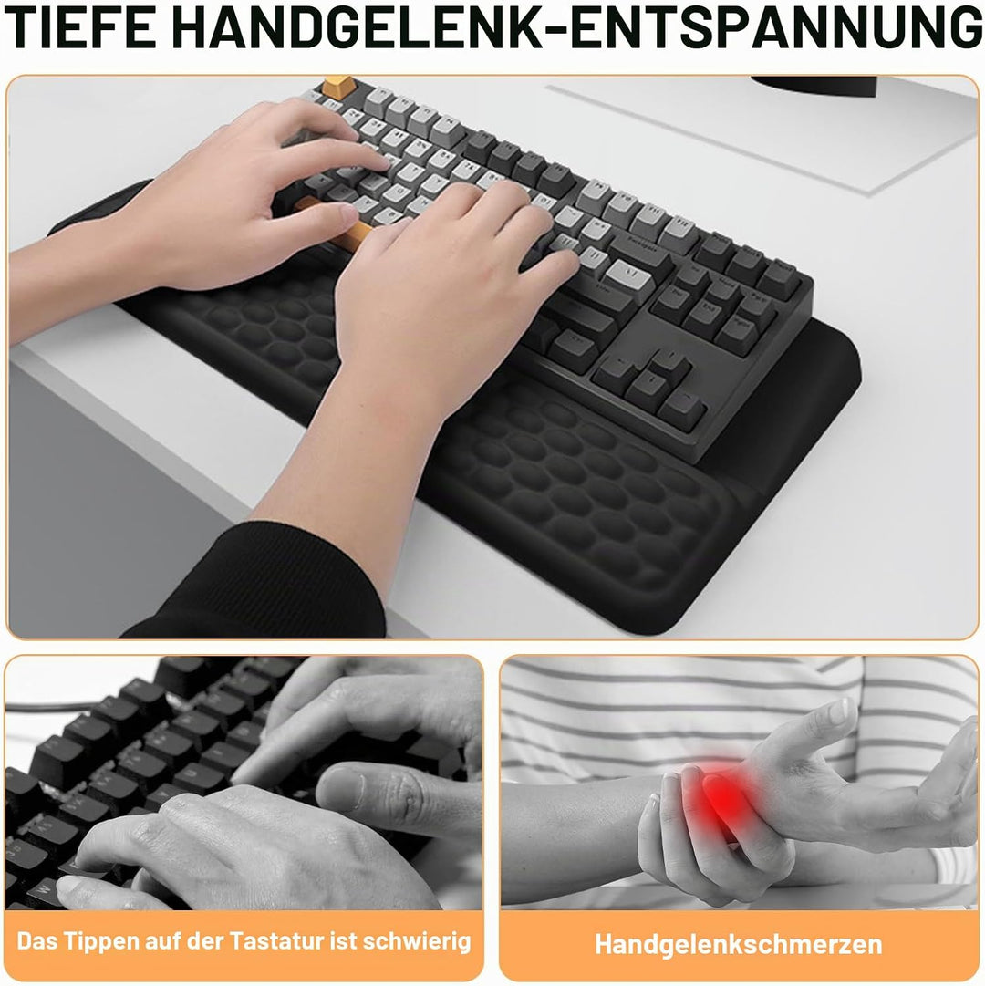 Ergonomische Handballenauflage Tastatur mit 15° Neigung &amp; Memory Schaum, Handgelenkauflage für Offic