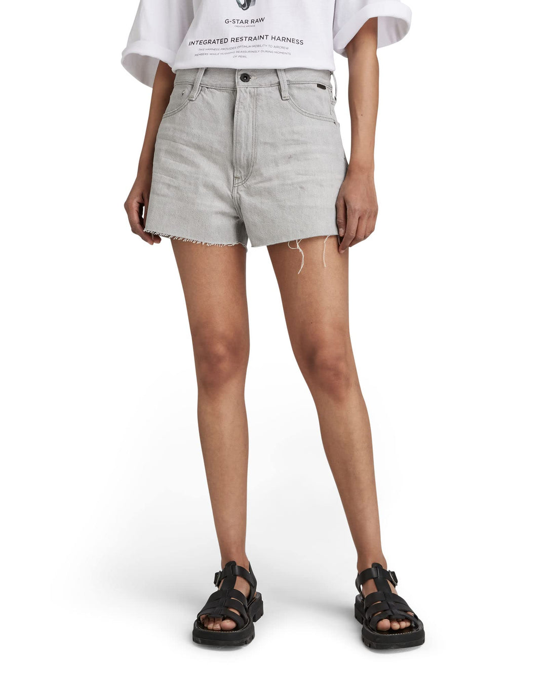 G-STAR RAW Damen Type 89 Cut Shorts 24W Grau (Sun Faded Grey Limestone D21414-d109-d127), 24W Grau (