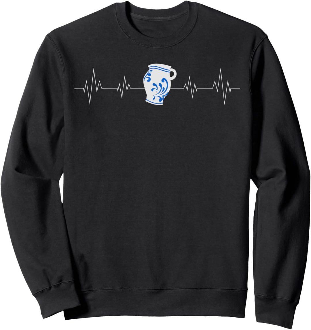 Apfelwein FFM | Ebbelwoi Bembel mit Liebe und Herzschlag Sweatshirt