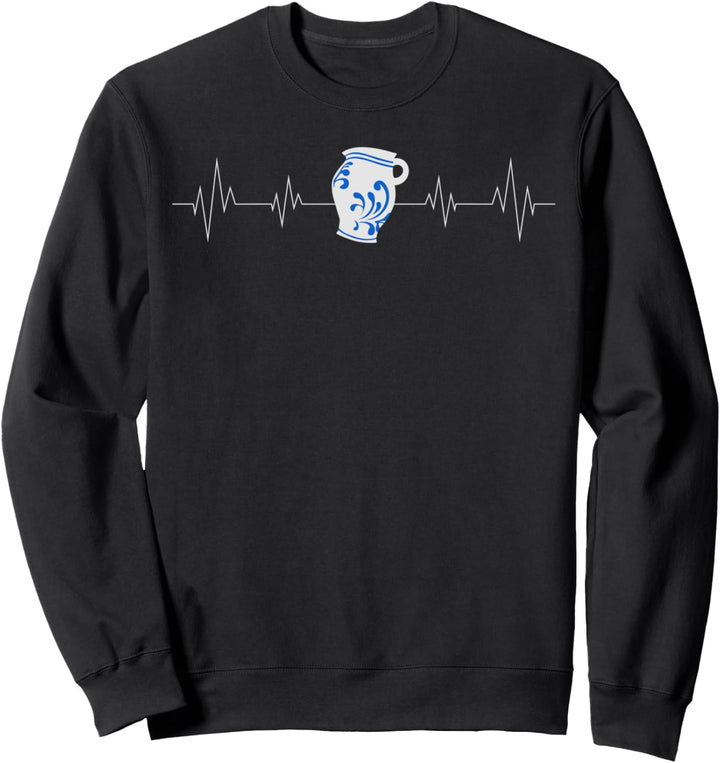 Apfelwein FFM | Ebbelwoi Bembel mit Liebe und Herzschlag Sweatshirt
